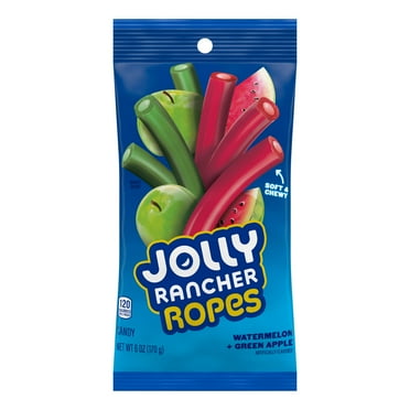 Jolly Rancher Ropes Watermelon and Green Apple Flavored Candy, Bag 6 oz