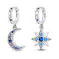 thumbnail image 1 of Hoop Earrings For Women Silver Plated Sparkling Pave CZ U Shape Star Moon Feather Luxury Fine Engagement Wedding Earring, 1 of 4