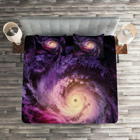 Galaxy Coverlet Set, Purple Nebula Cloudy Stardust Cluster Digital