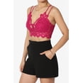 thumbnail image 3 of TheMogan Women's Padded Lace Bralette Cross Strap & Stretchy Smocked Back Crochet Bra Crop Top Magenta S, 3 of 7