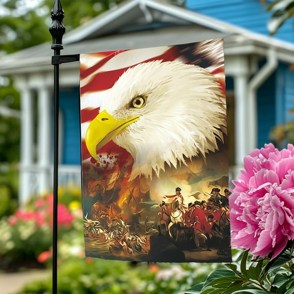 USA Flag Garden Flag | Double Sided | 12x18 Inch | Patriotic 4th July Independence Day Decor | Polyester | Indoor Outdoor | Home Farmhouse Patio Yard | Sleeve