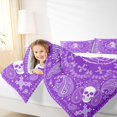 thumbnail image 3 of Castle Fairy Gothic Skull Queen Bedding 7pcs,Boho Paisley Thorn Wreath Pattern Bedding Comforter Set Queen,Purple White,Reversible, 3 of 7