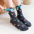 thumbnail image 5 of Under $5 Sock Slippers Blue Printed Fun Colorful Festive Crew Knee Cozy Socks Women Fancy Christmas Holiday Design Soft, 5 of 5