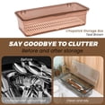 thumbnail image 6 of 3 Pieces Flatware Tray with Lid and Drainer, Clear Silverware Organizer, Stackable Tableware Utensil Drawer Organizer to Keep Your Cutlery Organized and Protected (Brown), 6 of 7
