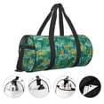 thumbnail image 5 of Xecao Jungle Leopard print Round Travel Duffel Bag is a foldable gym bag with an inner pocket, perfect for travel sports, 5 of 8