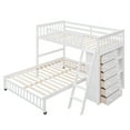 thumbnail image 6 of Harper & Bright Designs Twin Over Full Bunk Beds with Storage Drawers and Shelves, Wooden L-Shaped Bunk Beds for Bedroom, White, 6 of 9