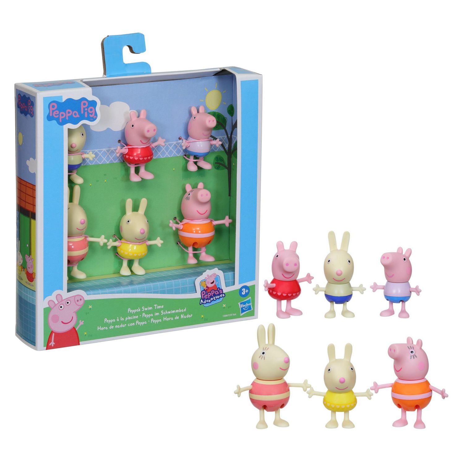 Peppa Pig Peppa's Adventures Peppa's Swim Time Figure 6-Pack Toy, 6 Family and Friend Figures in Swimming Costumes, Ages 3 and up