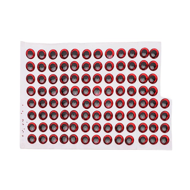 100 Uds. Ojos de pesca artificiales de 10mm, pegatina de ojos de pez, accesorios de pesca, aparejos, señuelo de pesca, ojos rojos