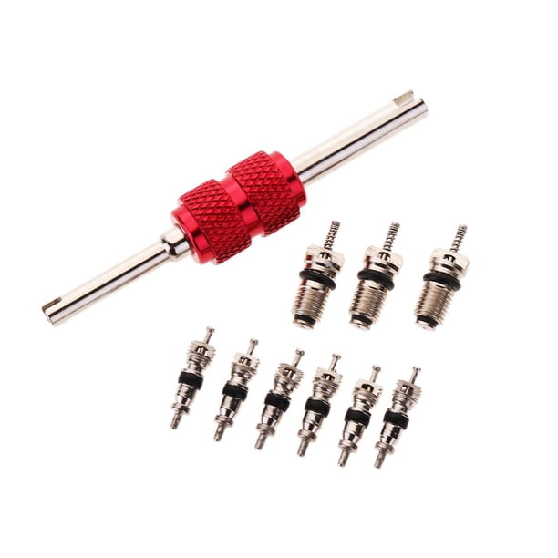 9 Núcleos Válvula Aire Acondicionado + 1 Herramienta Removedora Kit Reparación A/C