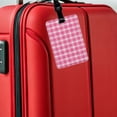thumbnail image 5 of Pink White Gingham Watercolor Faux Leather Travel Luggage Tag, 5 of 7