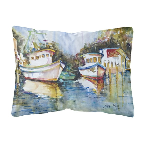 Carolines Treasures JMK1046PW1216 Fly Creek Fish Market Canvas Fabric Decorative Pillow  12H x16W multicolor