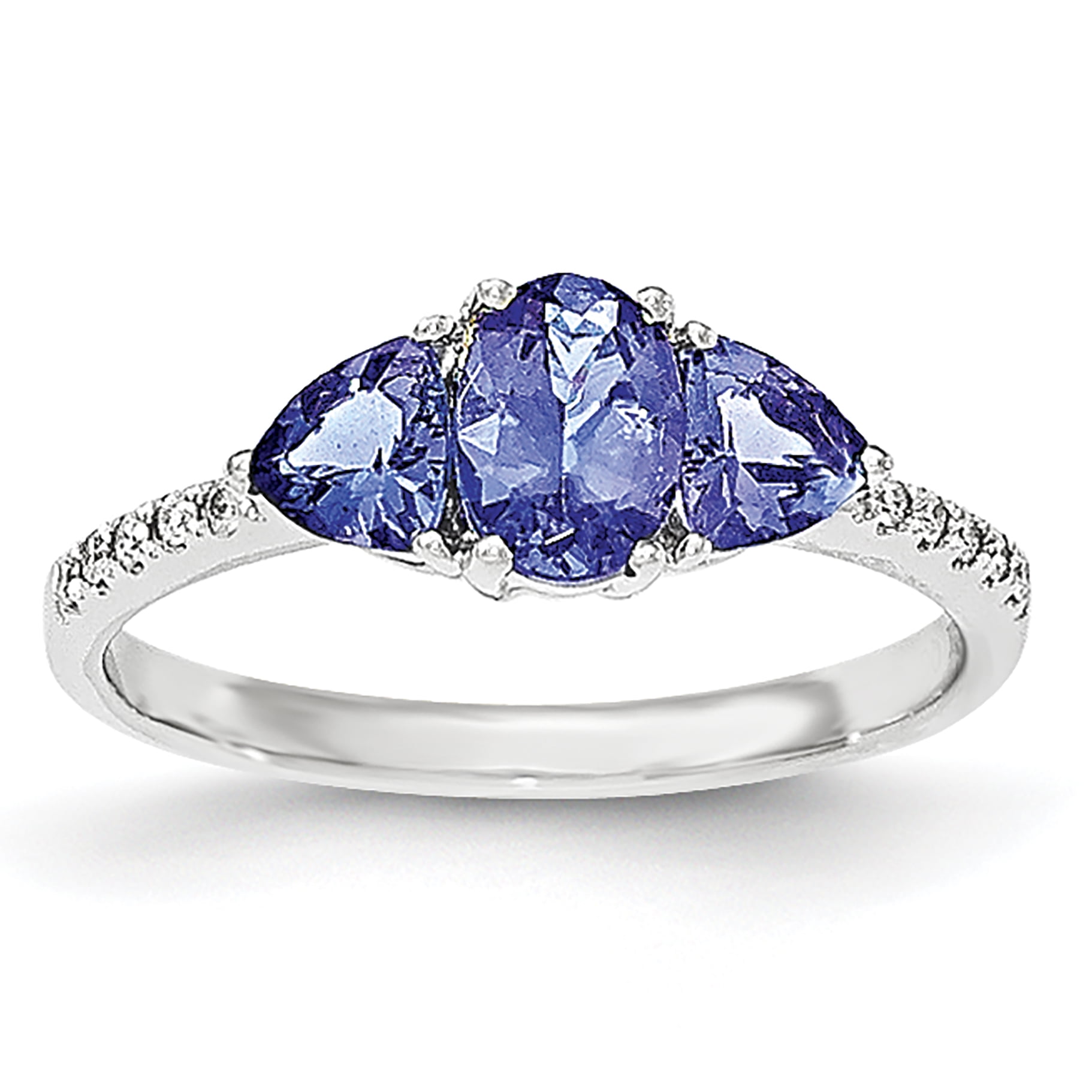 14k White Gold Oval Trillion Tanzanite & Diamond Ring by CoutureJewelers