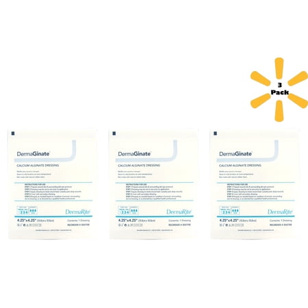 DermaGinate Calcium Alginate Dressing 4-1/4 X 4-1/4 Inch Square Calcium Alginate Sterile, 3 Pack - 00270E