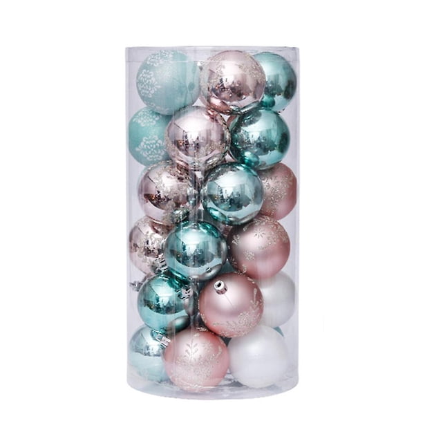 Colgantes decorativos con tema de colores delicados y colgantes brillantes para árbol de Navidad, 60mm, 30 piezas