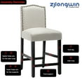 thumbnail image 4 of Counter Height Fabric Upholstered Bar Stool with Nail Head Trim, Beige, Set of 2, 4 of 6