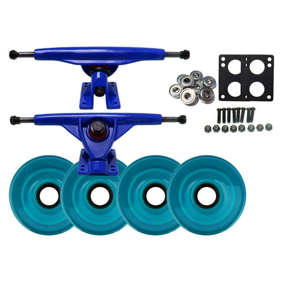 DOWNHILL BLUE LONGBOARD Skateboard TRUCKS 76mm AQUA WHEEL Package