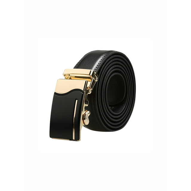 Unique Bargains Men's Ratchet Automatic Buckle Large Leather Dress Belt Width 1 3/8'