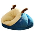 thumbnail image 4 of Cama para gatos, perrera para perros, cama nido para dormir, cueva cálida y bonita, cueva excavadora de felpa para gatos azul, 4 of 8