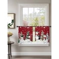 thumbnail image 4 of Semi Sheer Window Curtains 54 Inches Long, Red Christmas Rod Pocket Voile Silky Chiffon Curtain Treatment Drapes for Kitchen, Living Room, Snowman Xmas Tree Winter Snowflake 52"x54", 2 Panels, 4 of 9