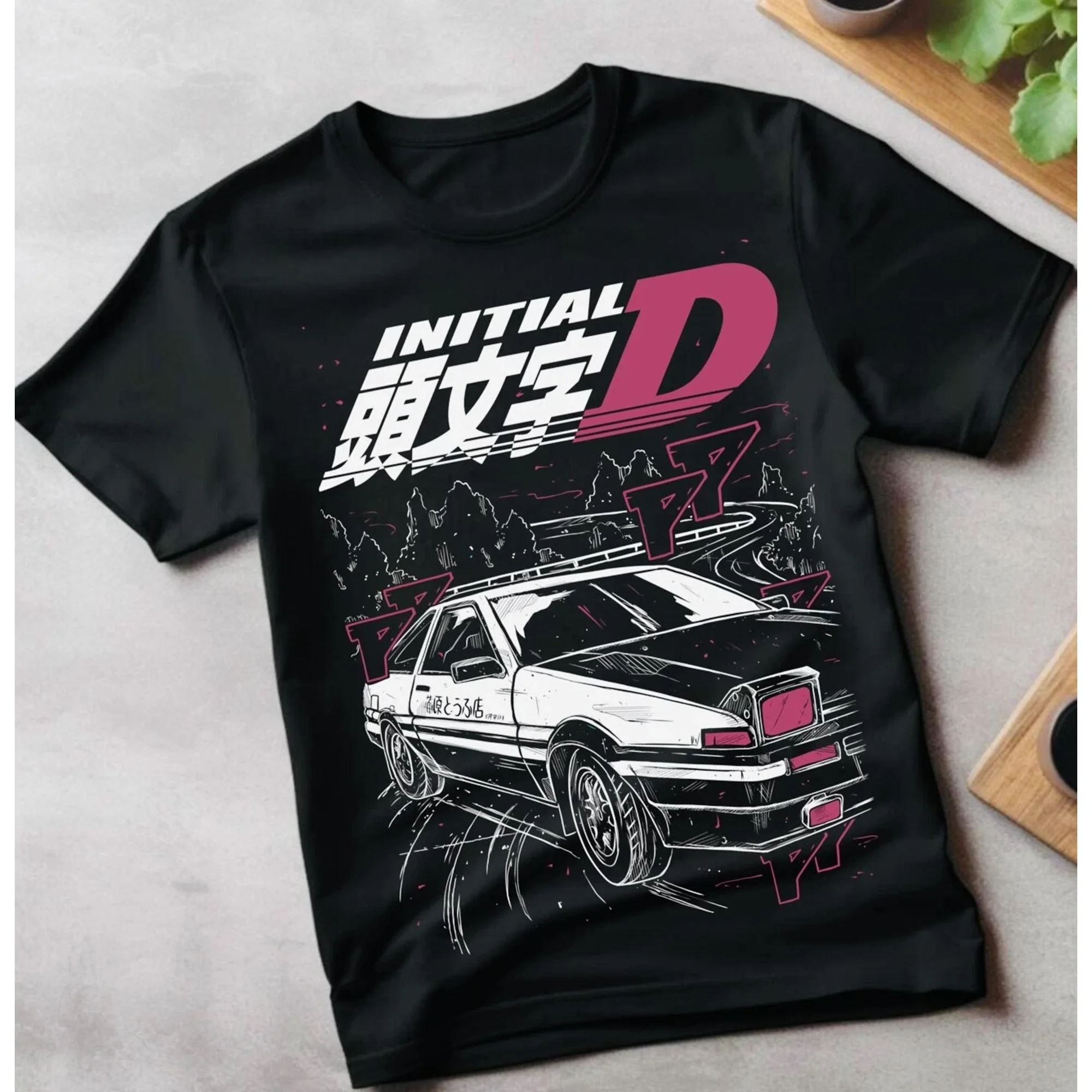 Initial D Itsuki Fujiwara T-Shirt Anime Manga Movie Unisex Black Shirt All Size