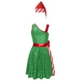 thumbnail image 3 of Mufeng Women's Christmas Candy Cane Costume Sparkly Dress with Hat Xmas Party Santa Claus Outfits Green M, 3 of 5