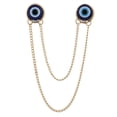 thumbnail image 1 of Broche con borla y cadena para cuello de camisa, unisex, con ojos azules dorado, 1 of 9