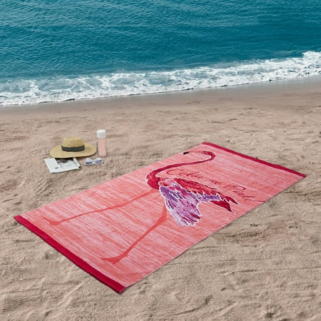 Better Homes & Gardens 100% Cotton Color Me Pink Flamingo Beach Towel