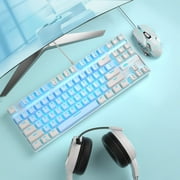 MageGee 75% Mechanical Gaming Keyboard with Blue Switch, LED Blue Backlit Keyboard, 87 Keys Compact TKL Wired Computer Keyboard for Windows Laptop PC Gamer - Blue/White