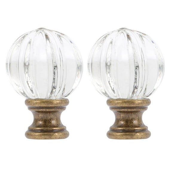Toyvian Transparent Glass and Copper Lamp Finials for Home Decor 2pcs Easy Install Perfect for Table and Floor Lamps