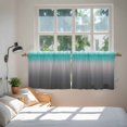 thumbnail image 4 of Turquoise Grey Ombre Tier Curtains, Teal Modern Geometric Striped Abstract Art Light Filtering Kitchen Curtains, 2Pcs Rod Pocket Half Window Treatments Panels for Sink Cafe Cabinet Camper 27.5x36In, 4 of 9
