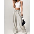 thumbnail image 4 of Women'S Striped Wide Leg Lounge Pants Knot Front High Waisted Baggy Pants Trousers Streetwear Beige & Brown M, 4 of 8