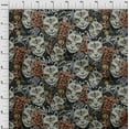 thumbnail image 4 of oneOone Cotton Jersey Rust Brown Fabric Asian Japanese Mask Fabric For Sewing Printed Craft Fabric By The Yard 58 Inch Wide, 4 of 5