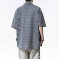 thumbnail image 3 of KeShDi Flannel Shirt Men Casual Check Button Pocket Lapel Fashion Short Sleeved Shirt Blue XL, 3 of 4