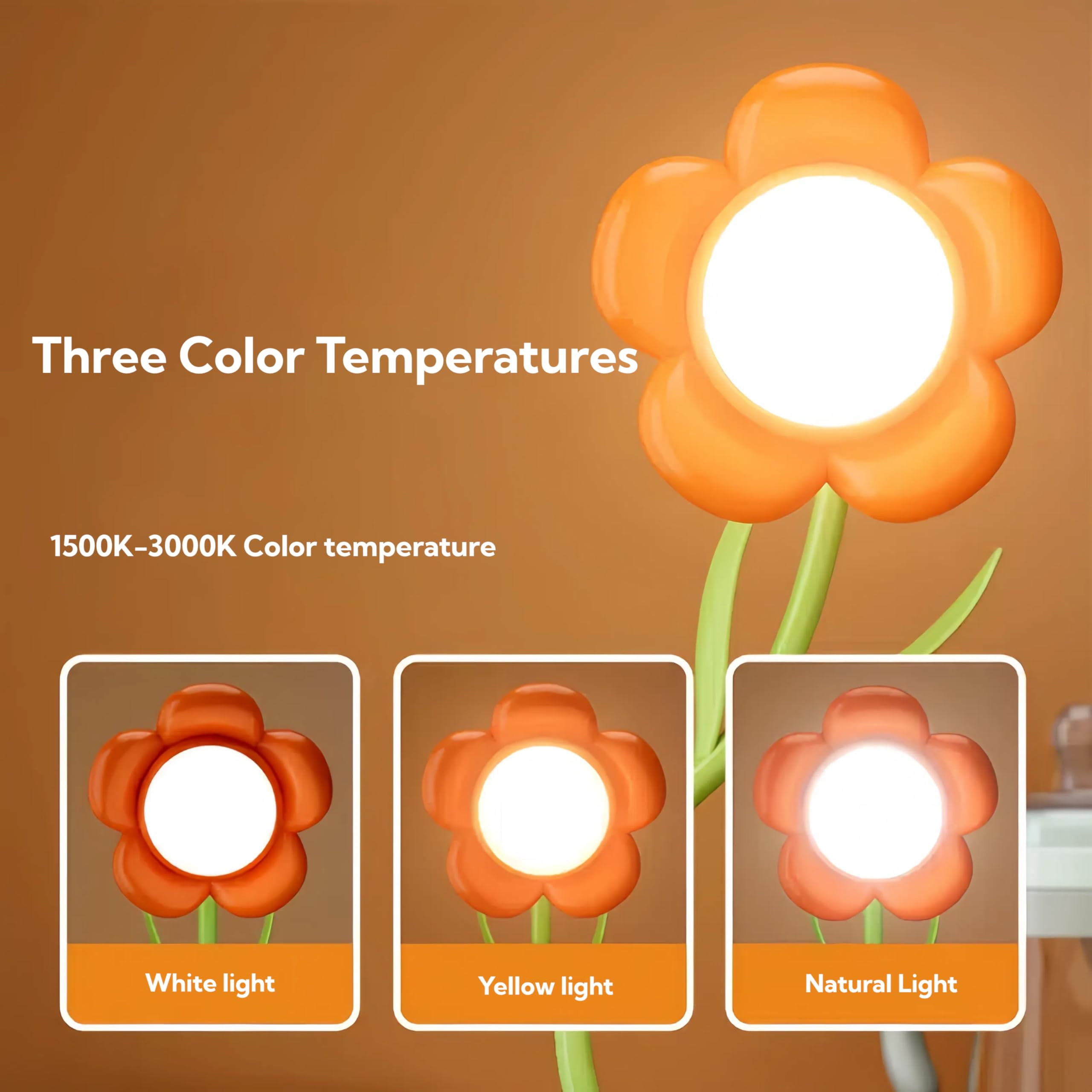 Birthday Gifts for Women,Sunflower Flower Lamp Rechargeable Cordless Led Reading Light,3-Colour Infinitely Dimming Small Night Light for Festival Gifts for Mom Girlfriend Grandma (Yellow)