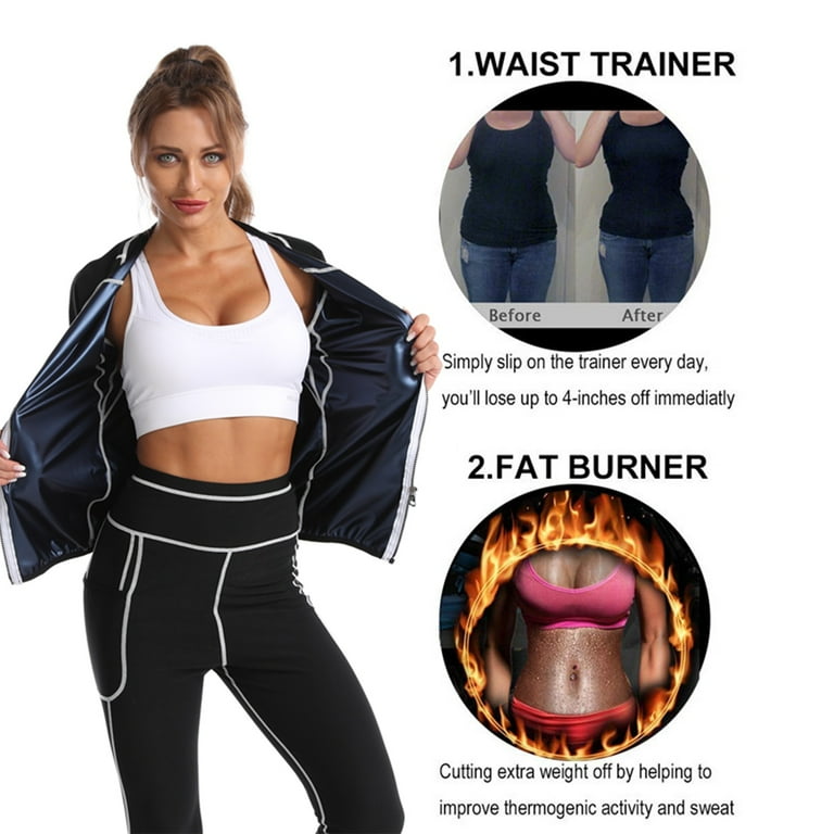 Porfeet Sauna Jacket Heat-trapping Wear-resistant Comfortable Sweat Pants  Weight Loss Jacket for Workout,L,Top**