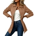 thumbnail image 5 of Knit Cardigan Dqueduo Women's Long Sleeve Turn-Down Collar Cardigan Top – Solid Winter Outerwear Coat Khaki L, 5 of 7