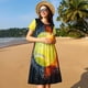 thumbnail image 4 of Easygdp Tennis Ball In Fire And Water para Vestido Transpirable de Mujer, Vestido Suelto de Manga Corta con Pliegues y Bolsillos para el Verano, 4 of 6