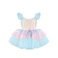 thumbnail image 3 of IEFIEL Kids Girls Ballet Dance Tutu Dress Gymnastics Leotard Ruffled Shoulder Sequins Ballerina Costume Light Blue 4, 3 of 5