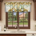 thumbnail image 6 of Sunflower Gnomes Curtain Valances for Windows, Kitchen Valance Window Treatments Panel 2 Pack, Spring Farmhouse Vintage Daisy Leaf Plaid Rod Pocket Short Curtains for Bathroom Bedroom 42 x 18 Inch, 6 of 8