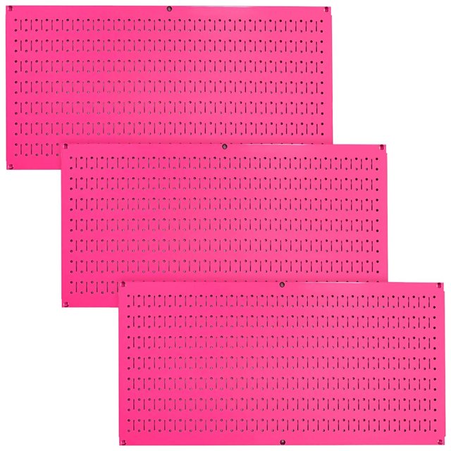Wall Control 32" x 16" Horizontal Pegboard Tool Organizer, Pink (3 Pack)