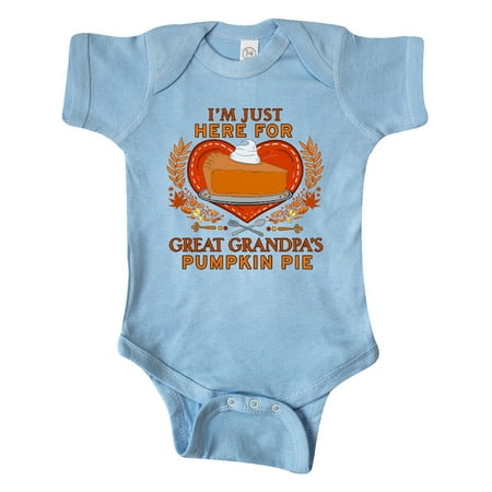 

Inktastic I m Just Here for Great Grandpa s Pumpkin Pie with Heart Gift Baby Boy or Baby Girl Bodysuit