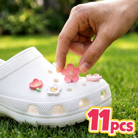 11PCS Croc Charms for Women & Girls, Flower Shoe Charms Waterproof PVC Clog Decor Set ZHANGLU