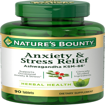 Nature's Bounty Anxiety & Stress  Ashwagandha KSM-66, Dietary Supplement, s, 90 Ct