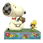 Enesco Peanuts by Jim Shore Snoopy Woodstock with Flowers, 4.5-inch High