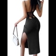 thumbnail image 4 of Vestido de Punto con Espalda Descubierta para Mujer, Sexy, para Fiesta, de Verano, con Abertura Lateral. Negro M, 4 of 10
