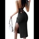 thumbnail image 4 of Vestido de Punto con Espalda Descubierta para Mujer, Sexy, para Fiesta, de Verano, con Abertura Lateral. Negro S, 4 of 10