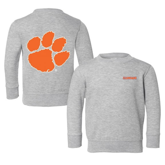 Toddler Chad & Jake Heather Gray Clemson Tigers Logo Pullover Sweatshirt