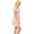 thumbnail image 4 of Made by Olivia Women's V Neck Flutter Sleeve Ruffled Chiffon Dress, 4 of 5