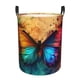 thumbnail image 1 of Balery Vibrant Rainbow Butterfly A Cesta de ropa redonda con asas, impermeable, independiente, para ropa, juguetes, dormitorio y familia-Medium, 1 of 6