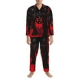 thumbnail image 3 of Picia Black Panther Red Background Pattern Men’s Long-Sleeve Sleepwear Set - Soft 2-Piece Loungewear with Pockets, Comfy PJs for Relaxing Nights-Large, 3 of 7
